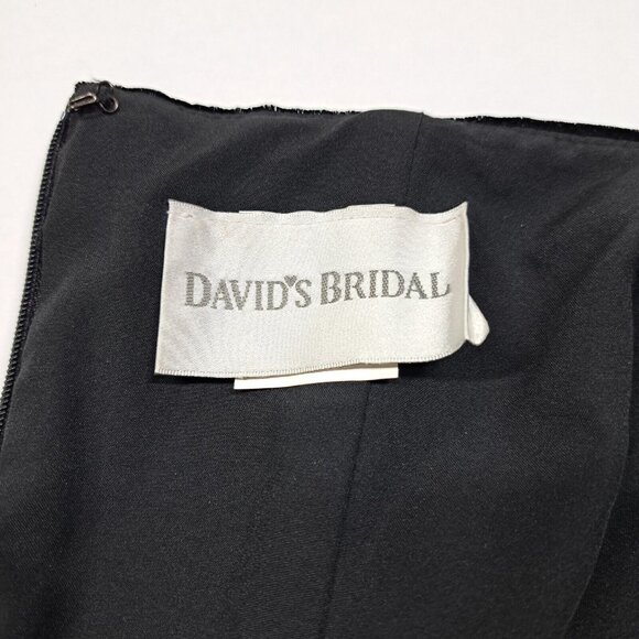 Davids Bridal Velvet Dress Black Halter Midi Sz 6 Formal Holiday Prom Wedding - Picture 10 of 11